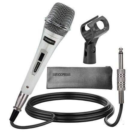 5 Core 5 Core Handheld Microphone For Singing - Dynamic Neodymium Cardioid Unidirectional Vocal Metal Mic ND 909 CHROME